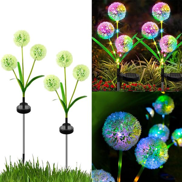 2X Lampade Solari Per Giardino All'aperto, Luci Solari Colorate Per Luci Solari Da Giardino A Led, Lampada Solare A Dente Di Leone A 2 Modalità Per Prato, Balcone, Patio E Cortile, Deco-image