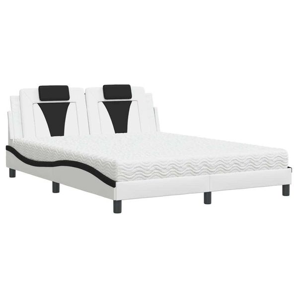 Letto Vidaxl "Viana"" Con Materasso Bianco E Nero 160X200 Cm In Ecopelle"-image