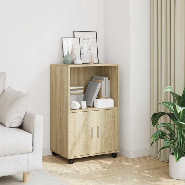 Vidaxl Armadio A Rotelle Rovere Sonoma 55X40X91 Cm Materiale A Base Di Legno-image