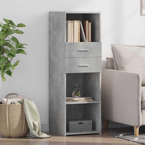 Vidaxl Highboard Grigio Cemento 40X42,5X124 Cm Materiale A Base Di Legno-image