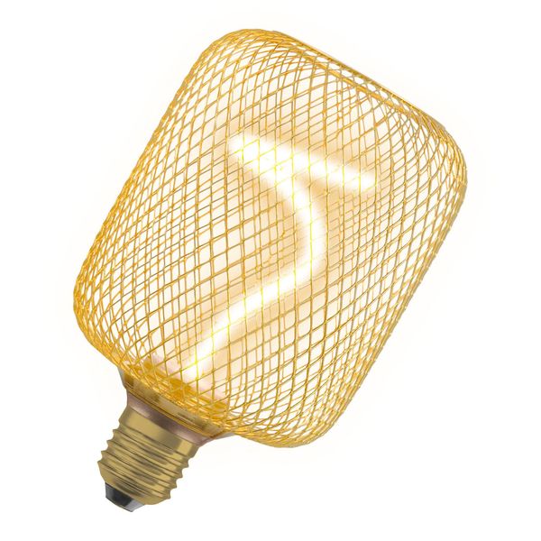 Osram Decor Lampada Led Quadrata Con Filamento A Spirale, Vetro Trasparente Senza Piombo Color Oro, 3,5 W, Accogliente Bianco Caldo 818, 170Lm/1800K, Filettatura A Vite E27, Dimmerabile, Diametro 100 Mm.-image