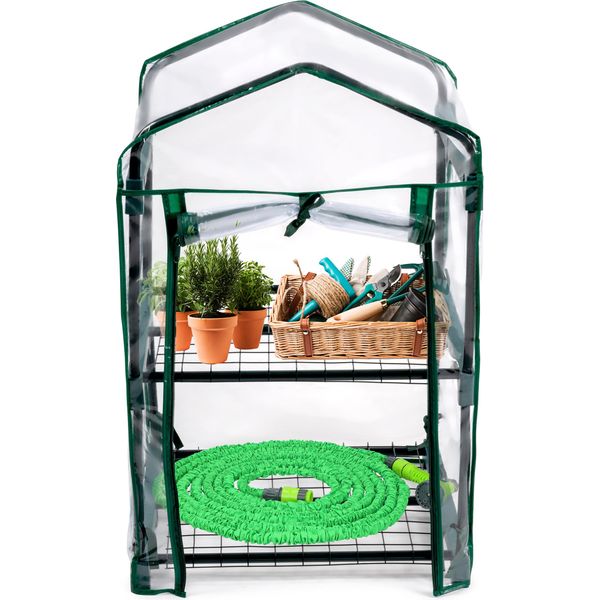Serra Da Giardino Kinzo 45 X 50 X 80 Cm - Serra Per Pomodori A 2 Livelli - Resistente Alle Intemperie E Trasparente-image