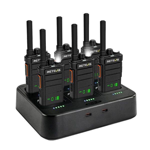Retevis RB626H Walkie Talkies Set, Radio Con Caricatore A 6 Vie Da 2000 Mah, Schermo Vox Allarme Di Emergenza, Per Scuola, Sicurezza, Hotel-image