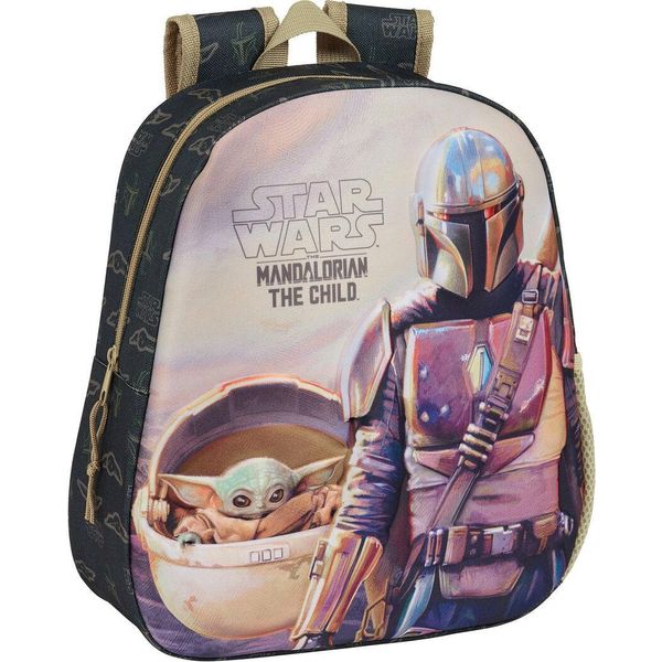 Zaino Per Bambini 3D The Mandalorian Black Beige 27 X 33 X 10 Cm-image
