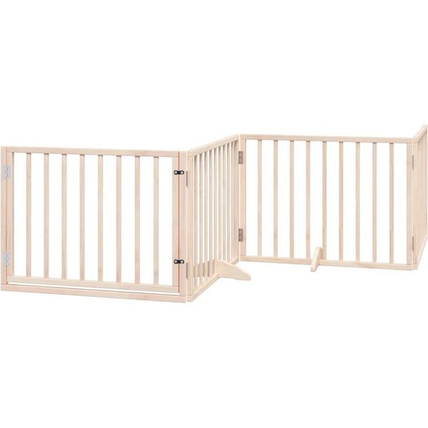 Vidaxl Recinto Per Cani Con Porta Pieghevole 4 Pannelli 320 Cm Legno Di Pioppo-image