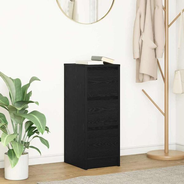 Vidaxl Credenza Look Rovere Nero 29,5X34X76 Cm Materiale A Base Di Legno-image