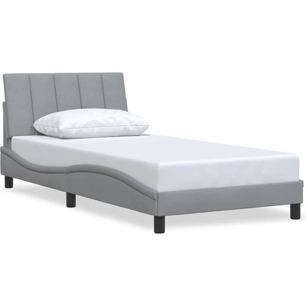 Vidaxl Struttura Letto Senza Materasso "Hanko"" Grigio Chiaro 100X200 Cm In Tessuto"-image