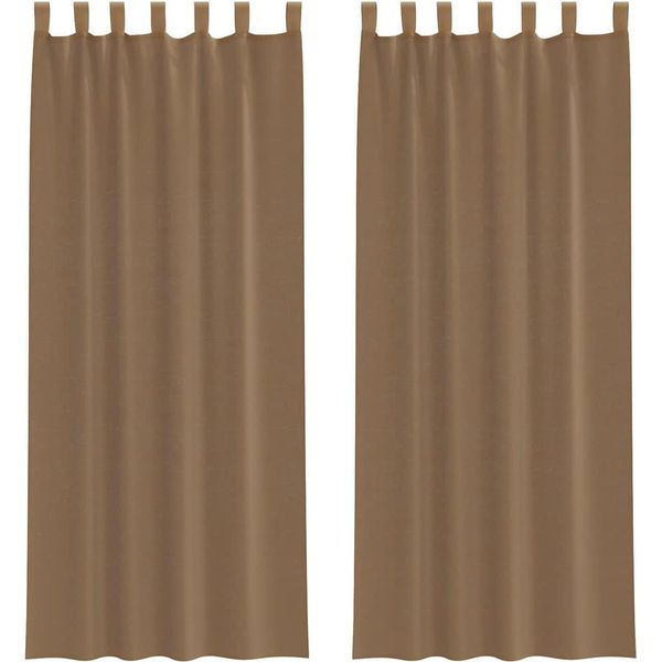 Vidaxl Tende In Voile Con Passanti 2 Pz. Marrone Chiaro 140X260 Cm-image