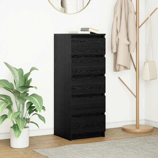 Maison Exclusive - Credenza Con Cassetti Effetto Rovere Nero 37,5X35X99 Cm-image