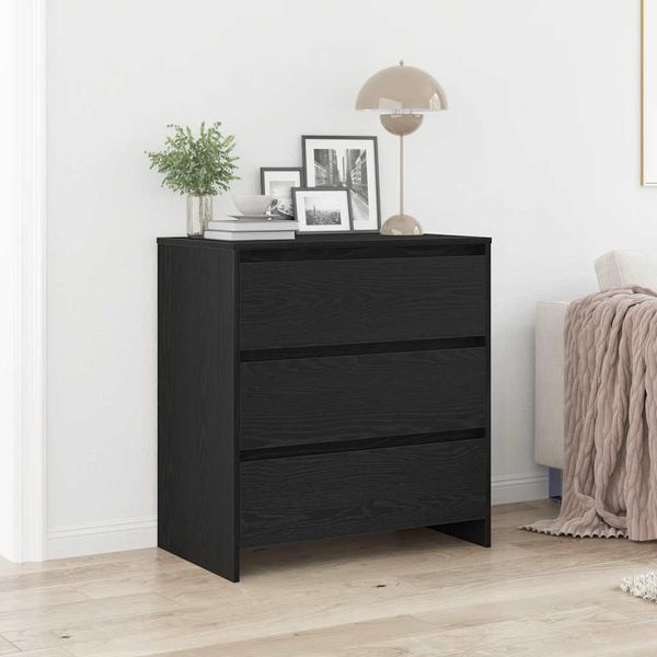 Vidaxl Credenza Look Rovere Nero 70X41X75 Cm Materiale A Base Di Legno-image