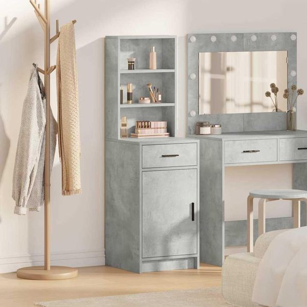 Vidaxl Highboard Grigio Cemento 40 X 40,5 X 135 Cm Materiale A Base Di Legno-image