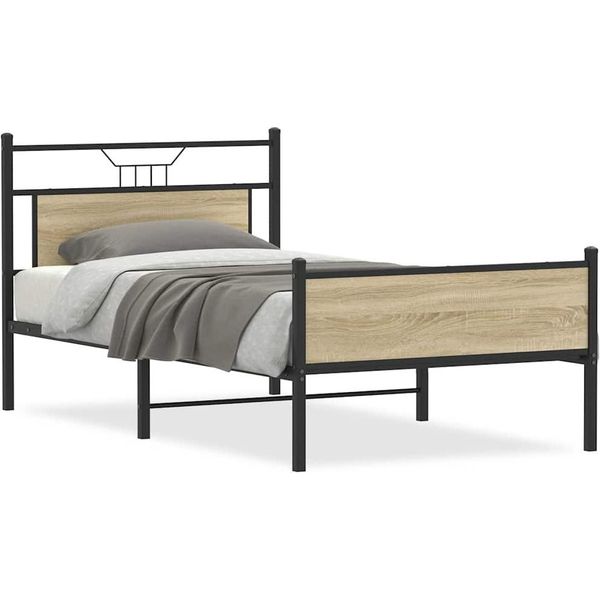 Vidaxl Struttura Letto Senza Materasso Rovere Sonoma 107X203 Cm Materiale A Base Di Legno-image