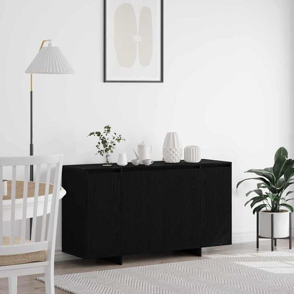 Vetrina Durevole Credenza Look Rovere Nero 135 X 41 X 69 Cm Materiale A Base Di Legno - Cassettiere Octo4304303 2Parti-image