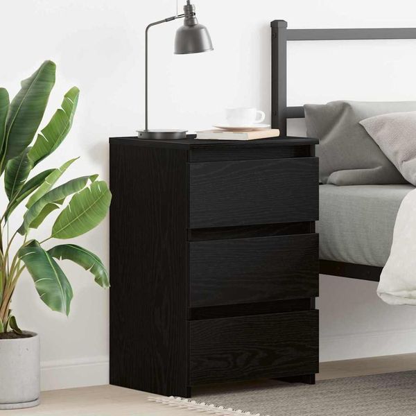2025 Comodino Moderno Look Rovere Nero 40 X 35 X 62,5 Cm Materiale A Base Di Legno - Comodini E Armadi,Design 3999017 1Pacco-image