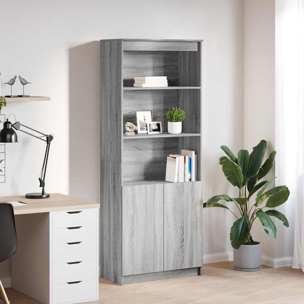 Vetrinetta In Stile Elegante Sonoma Grigio 70X35X180 Cm In Legno - Cassettiere Hommie4873014 2Parti-image