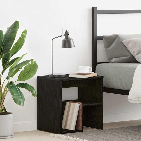Vidaxl Comodino In Rovere Nero 40 X 30 X 40 Cm Materiale A Base Di Legno-image