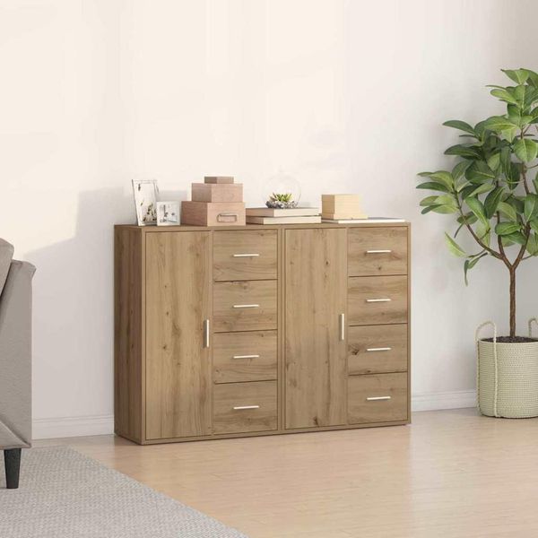 Vidaxl Credenze 2 Pezzi Rovere Artigianale 60 X 31 X 84 Cm Materiale A Base Di Legno-image