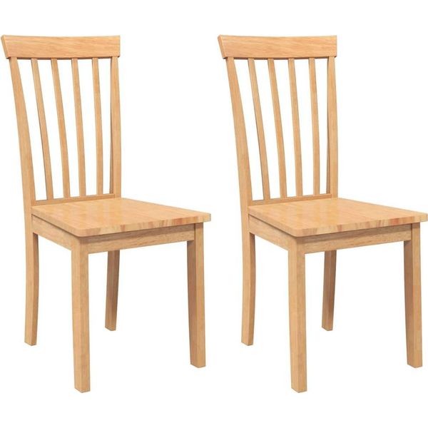 Vidaxl Sedie Da Pranzo 2 Pz. Legno Massiccio Naturale In Legno Di Gomma-image
