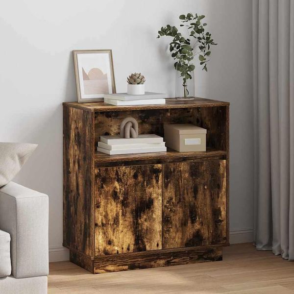 Design Nuova Vetrina Con Led Rovere Fumé 71 X 34,5 X 75 Cm Materiale A Base Di Legno - Cassettiere MöBel2025 CHY2075208 1Pacco-image