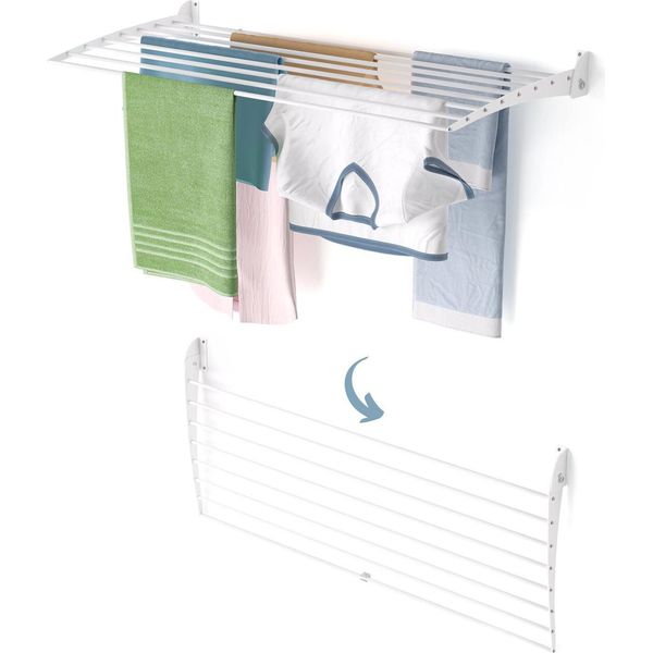 Stendibiancheria A Muro, Asciugatrice Pieghevole - Foxydry Fold Down 116 Cm Bianco-image