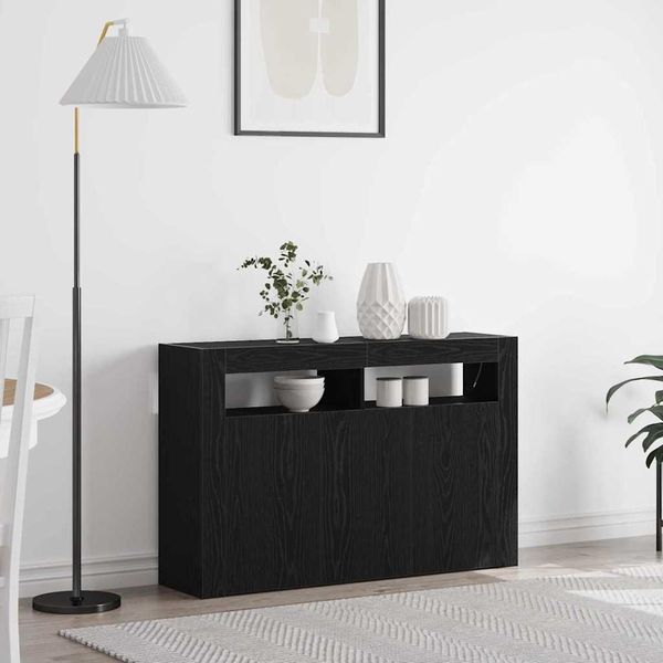 Vidaxl Credenza Look Rovere Nero 116 X 30 X 75 Cm Materiale A Base Di Legno-image