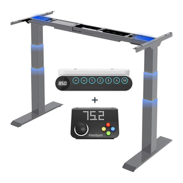 Telaio Per Scrivania Regolabile In Altezza Flexispot E6+Flex-Pad, 2 Motori, 3 Stadi, Display A Led, 4 Funzioni Di Memoria, Portata Fino A 160 Kg, Grigio-image