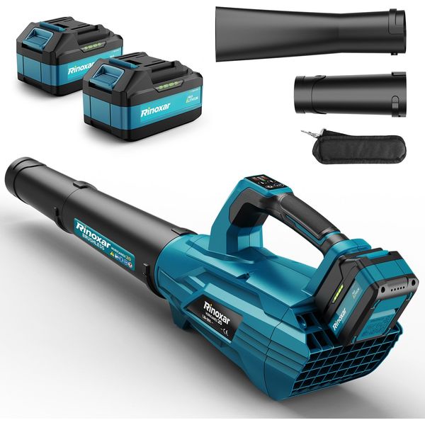 Soffiatore Foglie Senza Fili 850W - Motore Brushless 35 000 Giri/Min - Vento 180 Km/H & 5 Vel. - Batteria 18V/5200Mah, 2 Ugelli-image