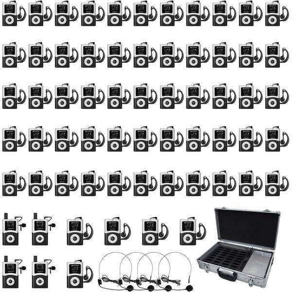 Retekess T130U Whisper Tour Guide System, Set Per Guida Turistica, Microfono Per Guida Turistica, Trasmissione Digitale Di Qualità Sonora Ad Alta Definizione, Custodia Di Ricarica A 64 Slot-image