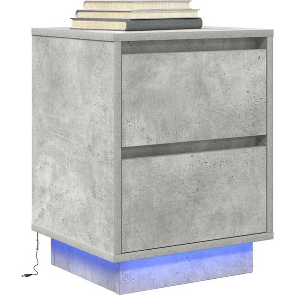 2025 Comodino Moderno Con Luci Led Grigio Cemento 38X34X50 Cm - Comodini E Armadi,Design 3648277 1Pacco-image