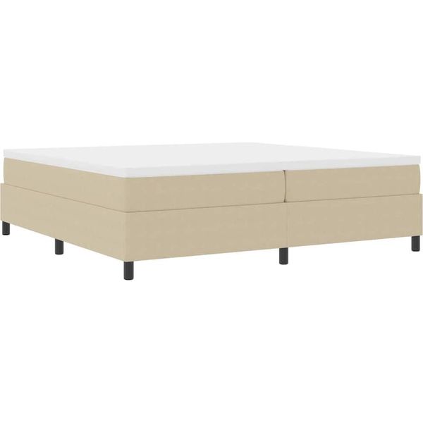 Vidaxl Box Spring Bed Grigio Chiaro E Bianco 200 X 200 Cm Tessuto A Coste-image
