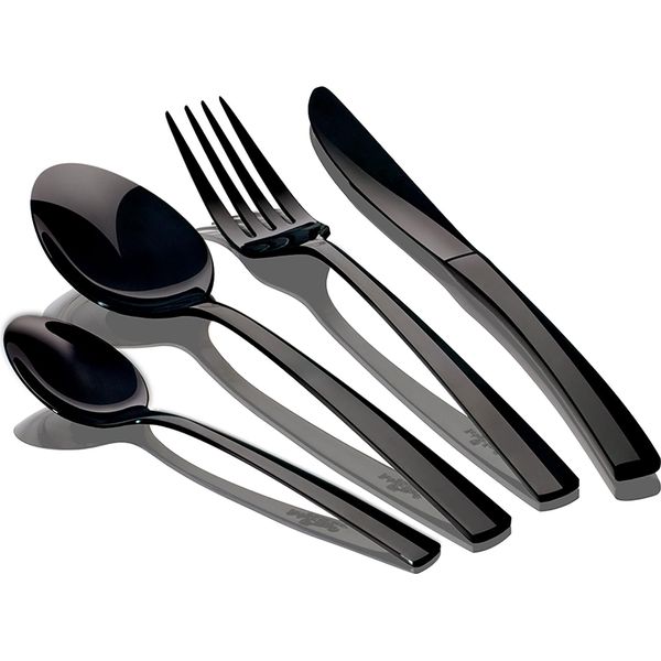 Berlinger Haus Deep Black Posate Nere 24 Pezzi Acciaio Inox Lucidato, Set 6 Persone, Design Moderno Nero-image
