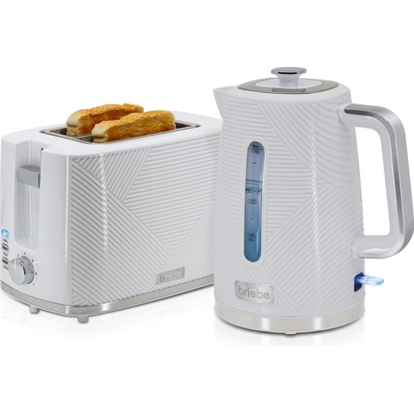Briebe SKT1170WHT Set Elegance Tostapane 2 Fette A Fessura Larga + Bollitore 1,7L Elettrico Bianco-image