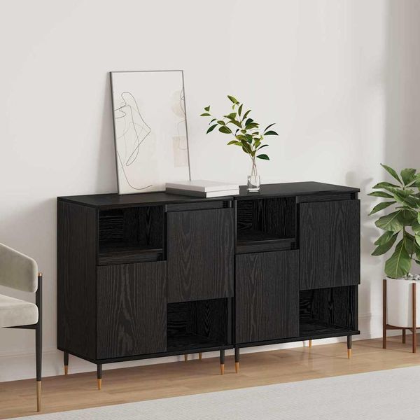 Maison Exclusive - Credenza 2 Pezzi Effetto Rovere Nero 120 X 35 X 70 Cm-image