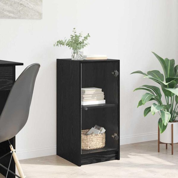 Vidaxl Credenza Look Rovere Nero 35 X 37 X 76 Cm Materiale A Base Di Legno-image