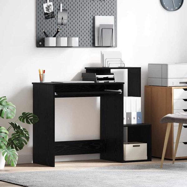 Tavolo Vetrina Durevole Look Rovere Nero 106 X 40 X 88,5 Cm Materiale A Base Di Legno - Cassettiere Octo8428170 1Pacco-image