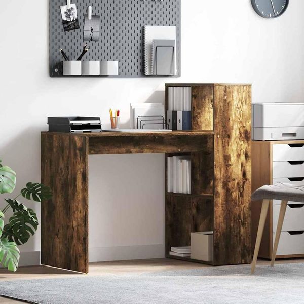 Best MöBel Tavolino Con Ripiano In Rovere Fumé 108 X 55 X 103,5 Cm Materiale A Base Di Legno - Cassettiere Cloris New5450533 1Pacco-image