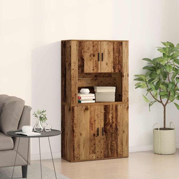 Best MöBel Vitrinenschrank Highboard Altholz 80 X 33 X 150 Cm Holzwerkstoff - Cassettiere Cloris Neu7740025 2Parcel-image