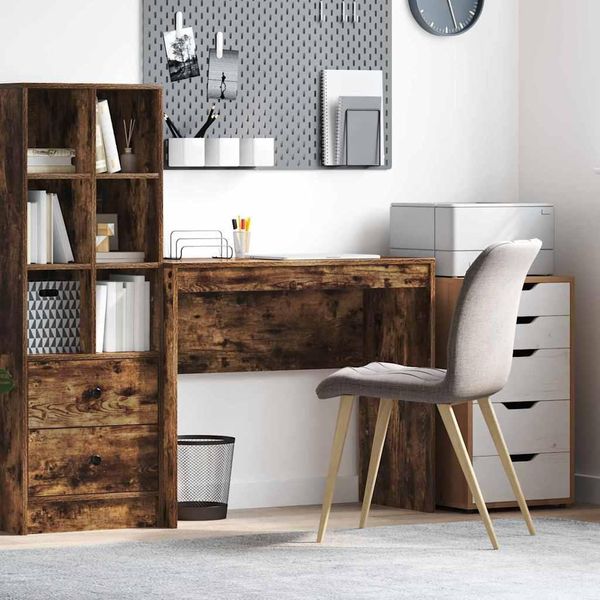2025 Cloris BüRomöBel - Scrivania In Rovere Affumicato 90 X 40 X 76 Cm Materiale A Base Di Legno - Scrivanie Vendita4641749 1Pacco-image