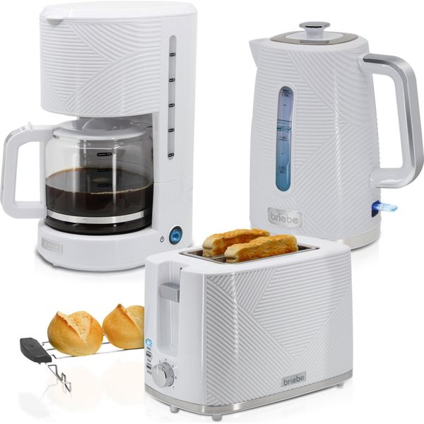 Briebe SKT1178WHT Set Elegance Tostapane 2 Dischi Bollitore 1,7L Caffettiera Con Filtro 10 Tazze Bianco-image