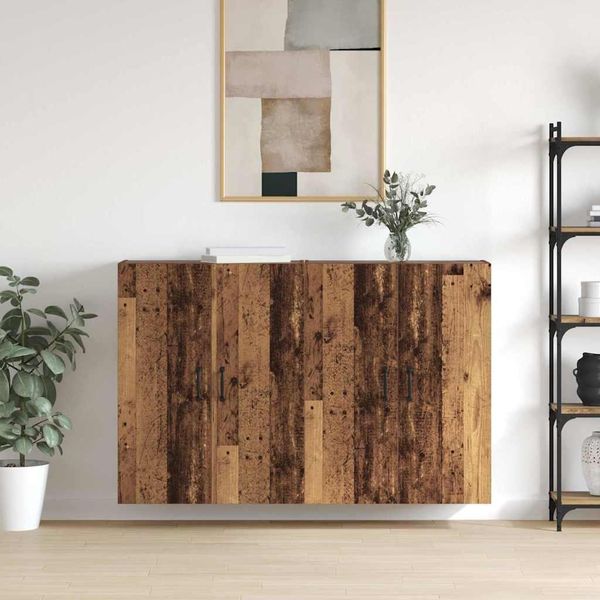 Vidaxl Armadi A Muro 2 Pezzi In Legno Vecchio 69,5 X 34 X 90 Cm-image