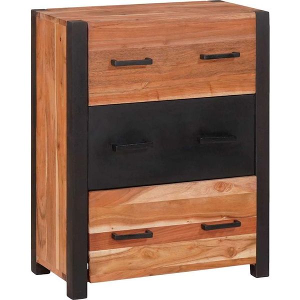 Vidaxl Credenza 3 Pezzi Marrone 165 X 30 X 75 Cm Legno Massiccio Di Acacia-image