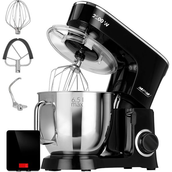 Mpm MRK-19B Impastatrice Robot Da Cucina, Vasca In Acciaio Inox Da 6,5 Litri, 6 Velocità Nero / Acciaio Inox-image