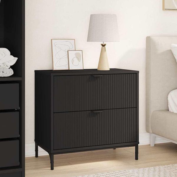 Pratico Comodino Nero 63,5 X 36 X 61 Cm Legno Composito - Comodini E Armadi ,Mobili Di Design 8643907 1Pacco-image