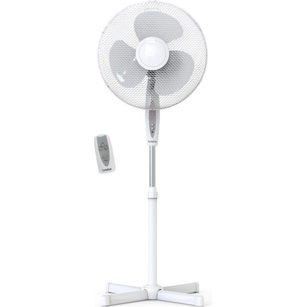 Briebe BRI-FN122397W Ventilatore A Pedale Silenzioso, Telecomando, Timer 40 Cm, Oscillante, Regolabile In Altezza Bianco-image