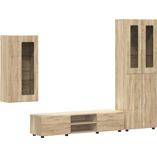 Syfax™ Set Mobile Tv Con Cassetto Rovere Sonoma Legno Multistrato-image