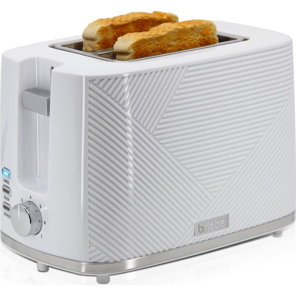 Briebe TA1169WHT Tostapane Elegance 2 Fette Larghe Con Attacco Per Panini, 7 Livelli Di Tostatura Bianco-image