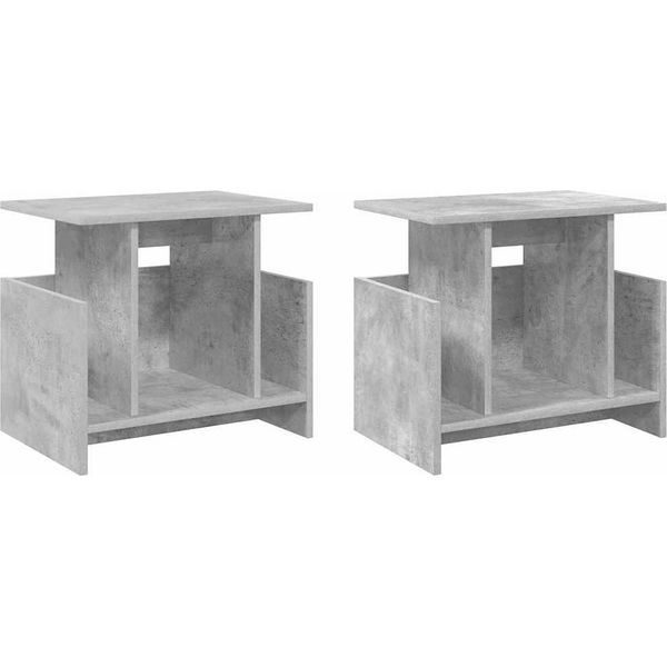 Vidaxl Porta Tv 2 Pezzi Grigio Cemento 50 X 35 X 45 Cm Materiale A Base Di Legno-image