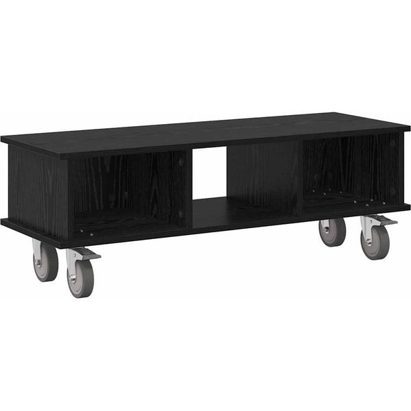 Syfax™ Supporto Tv Rovere Nero 100 X 35 X 35 Cm Legno Multistrato-image