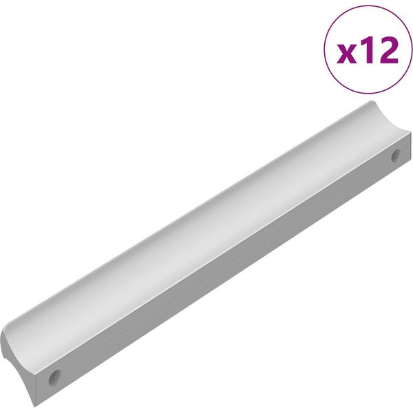 Vidaxl Maniglia Uni 12 Pezzi Argento 105,7 X 7,4 X 15,5 Mm Alluminio-image