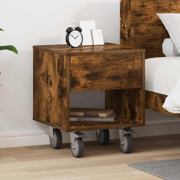 Vidaxl Comodino In Rovere Fumé 40,5 X 40 X 48 Cm Materiale In Legno-image